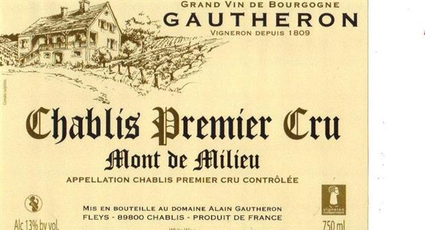 Gautheron Chablis 1er Cru Mont de Milieu 2022