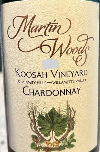 Martin Woods Chardonnay Koosah Vineyard Eola Amity Hills Willamette Valley 2021