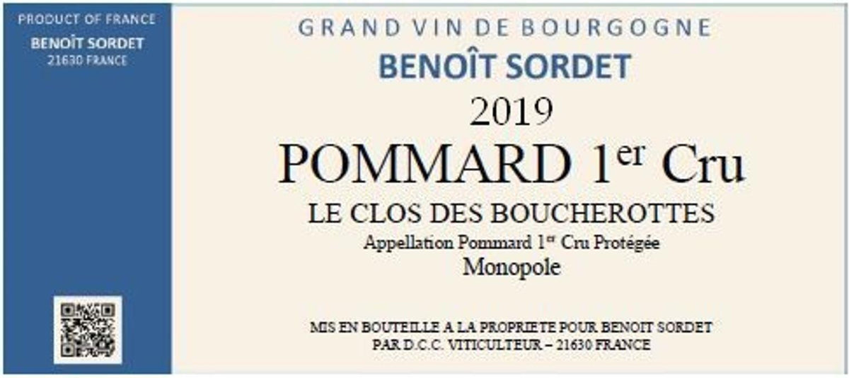 Benoit Sordet Pommard 1er Cru Clos Bucherottes Monopole 2019