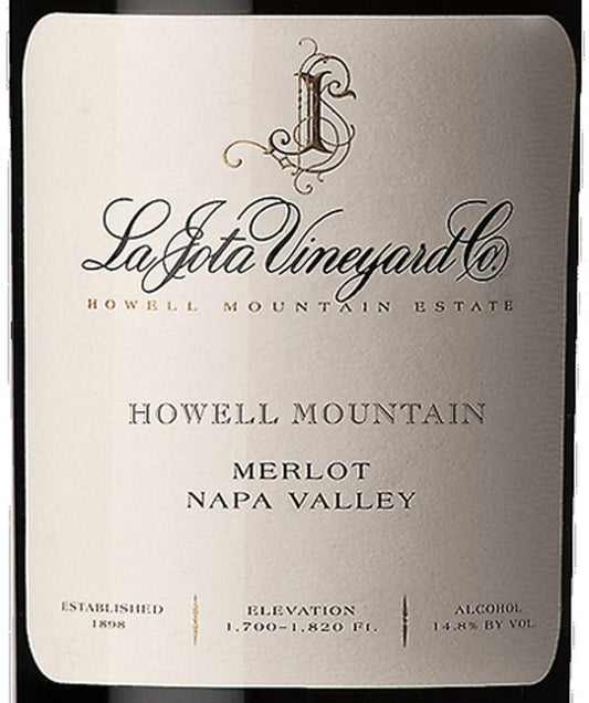 La Jota Merlot Howell Mountain 2019