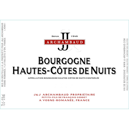 JJ Archambaud Bourgogone Hautes Cotes de Nuits Aux Defois 2022